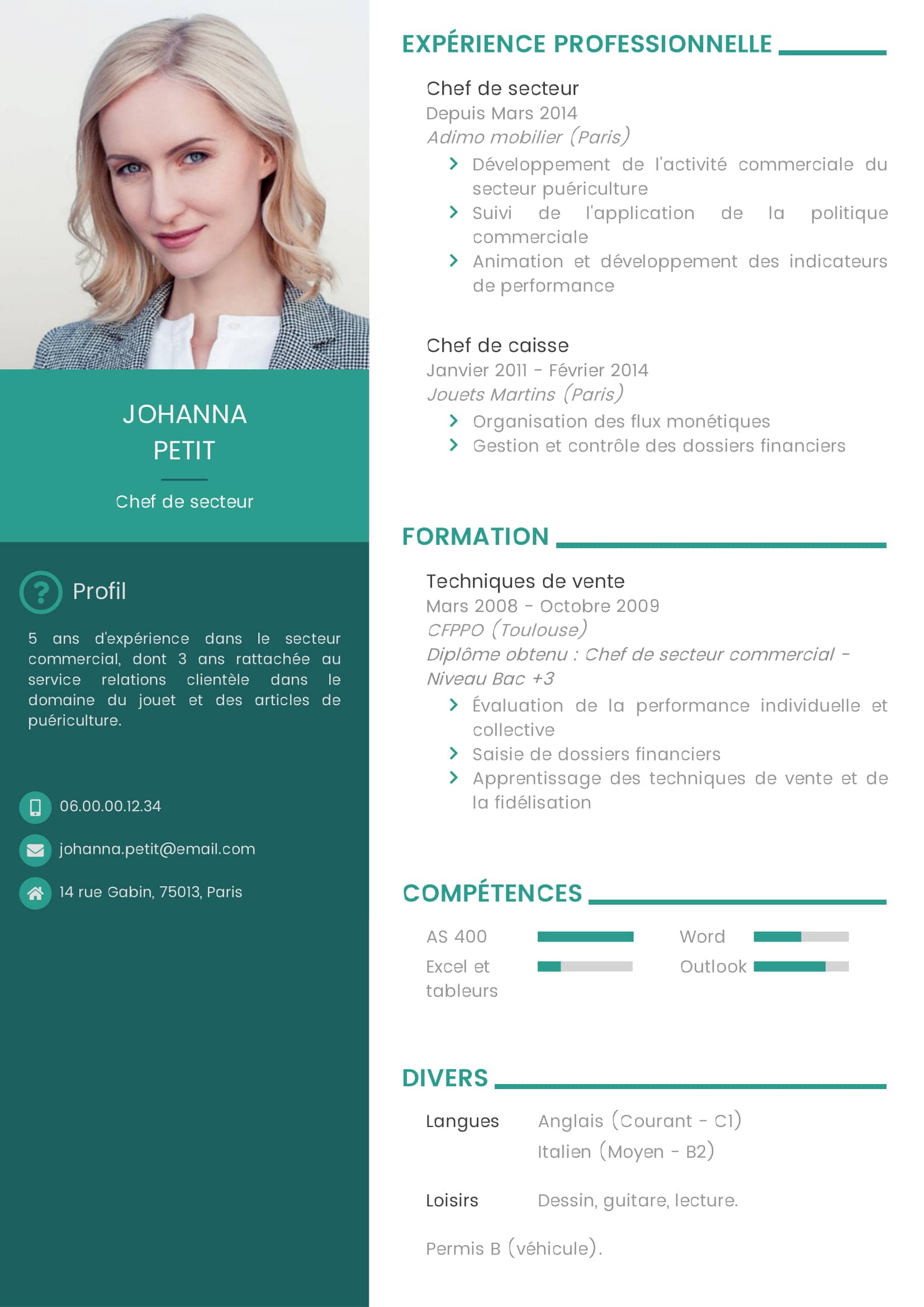 Exemple De CV Exemple reussi - Image The Coupage