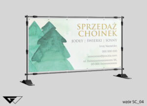 baner_sprzedaż_choinek_pastelowe_zielone_eleganckie_rysunkowe_gotowe_wzory_indywidualne_projekty_Myślenice