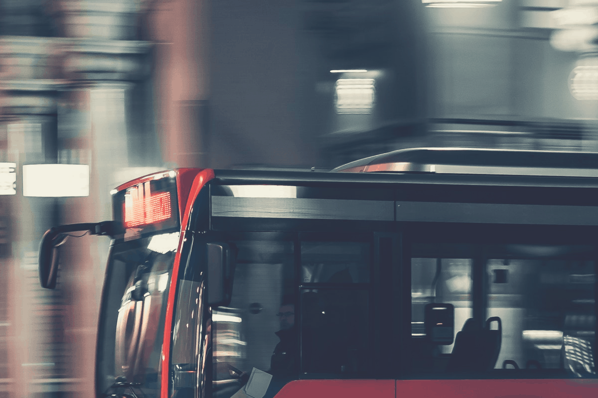 bus moving on the road