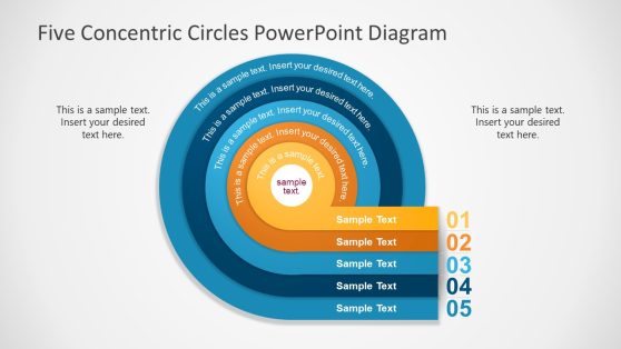 Five Concentric Circles PowerPoint Diagram Template