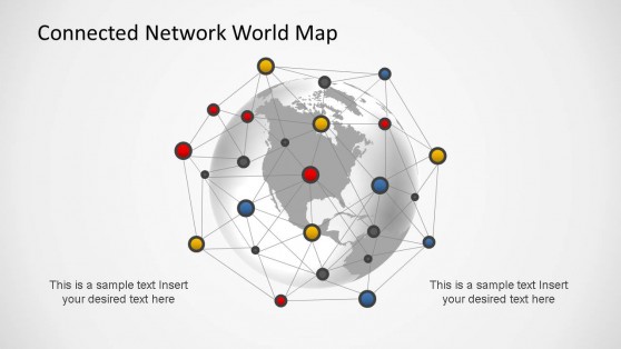 Connected Network World Map PowerPoint Template