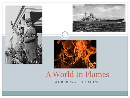 WORLD WAR II BEGINS A World In Flames. The Austrian Anschluss Anschluss: unification of Austria and Germany Hitler’s first demand concerned Austria 