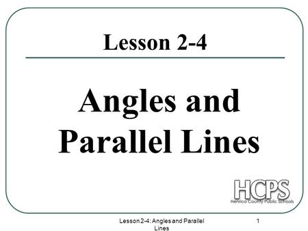 Angles and Parallel Lines