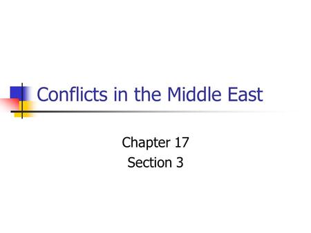 Conflicts in the Middle East