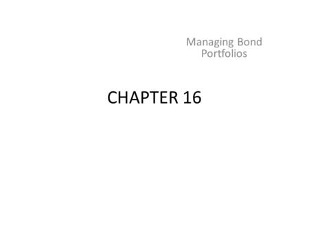 Managing Bond Portfolios