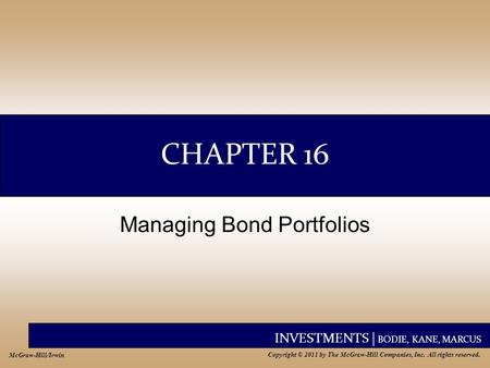 Managing Bond Portfolios