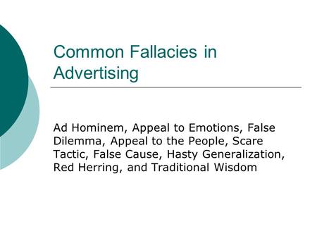 Common Fallacies in Advertising