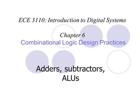 Adders, subtractors, ALUs