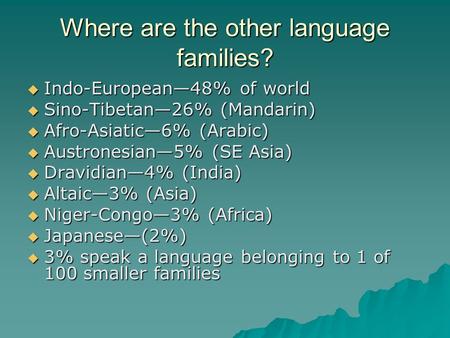 Where are the other language families?