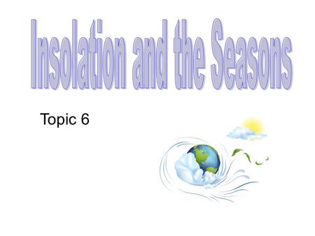 Topic 6. Without energy from the sun, conditions on Earth would be different. What is the energy that is radiated from the Sun? The energy that is radiated.