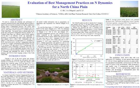 Figure 3. Concentration of NO3 N in soil water at 1.5 m depth. Evaluation of Best Management Practices on N Dynamics for a North China Plain C. Hu 1, J.A.