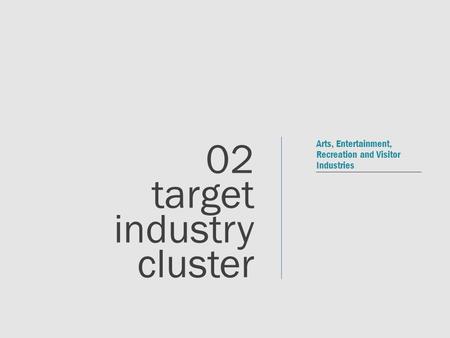 Arts, Entertainment, Recreation and Visitor Industries 02 target industry cluster.