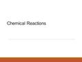 Chemical Reactions. Evidence of a chemical reaction (Unexpected) color change Formation of a precipitate Formation of a gas Evolution of heat energy Evolution.