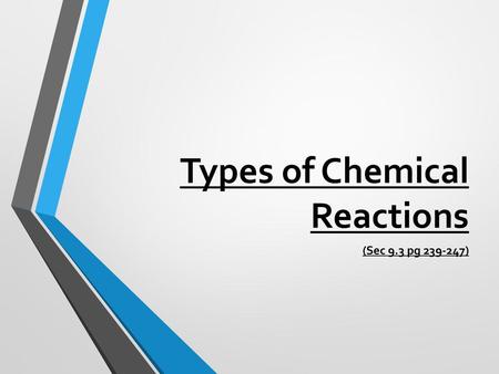 Types of Chemical Reactions