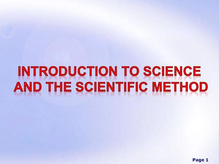 Introduction to Science and the Scientific Method