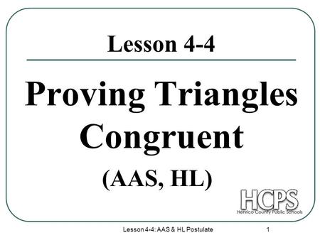 Proving Triangles Congruent