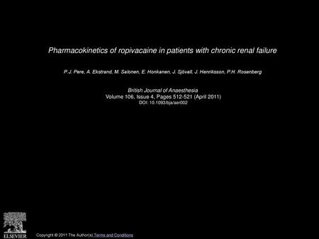 Pharmacokinetics of ropivacaine in patients with chronic renal failure