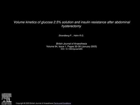 Volume kinetics of glucose 2