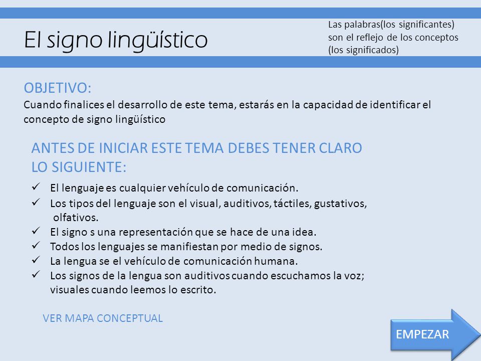 El signo lingüístico OBJETIVO: - ppt descargar