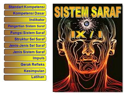 SISTEM SARAF IX / I Standart Kompetensi Kompetensi Dasar Indikator