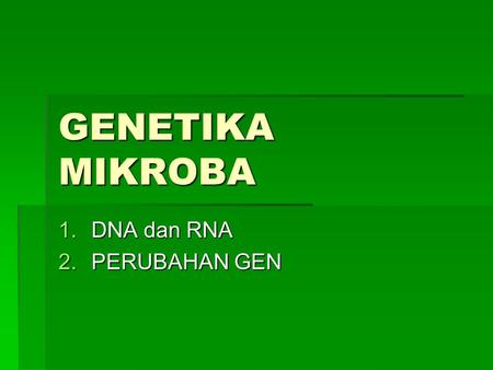 DNA dan RNA PERUBAHAN GEN