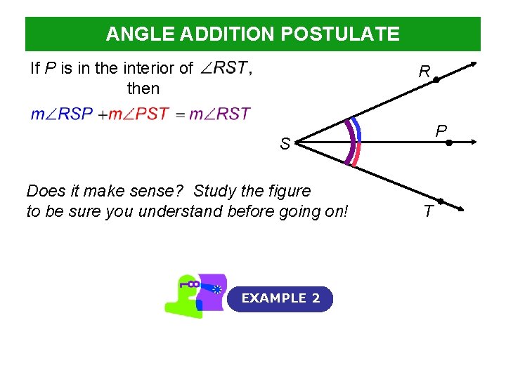 ANGLE ADDITION POSTULATE If P is in the interior of then R P S