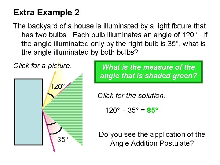 Extra Example 2 The backyard of a house is illuminated by a light fixture