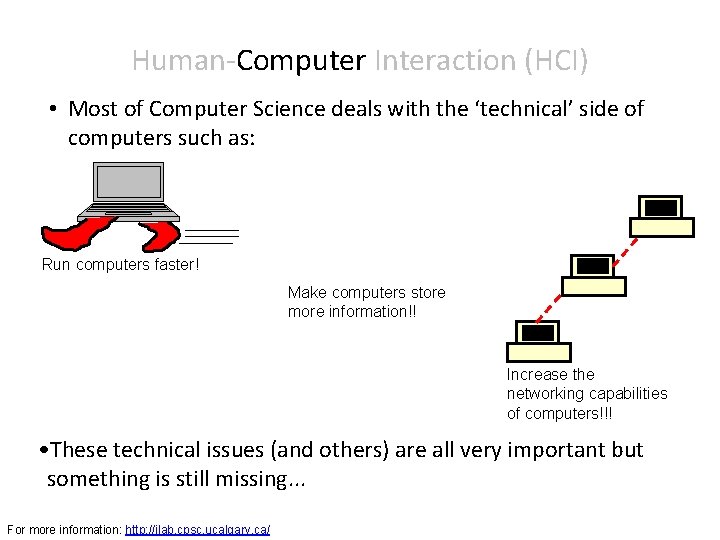 Human-Computer Interaction (HCI) • Most of Computer Science deals with the ‘technical’ side of