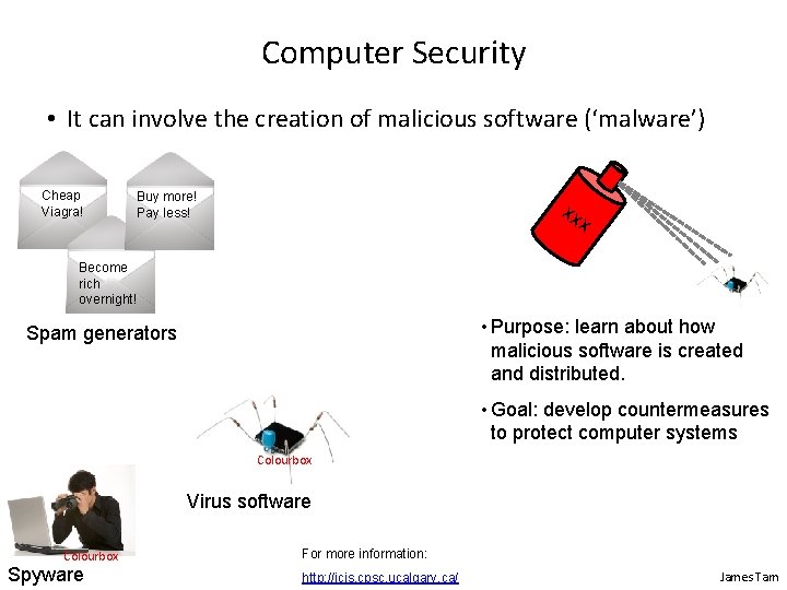 Computer Security • It can involve the creation of malicious software (‘malware’) Cheap Viagra!