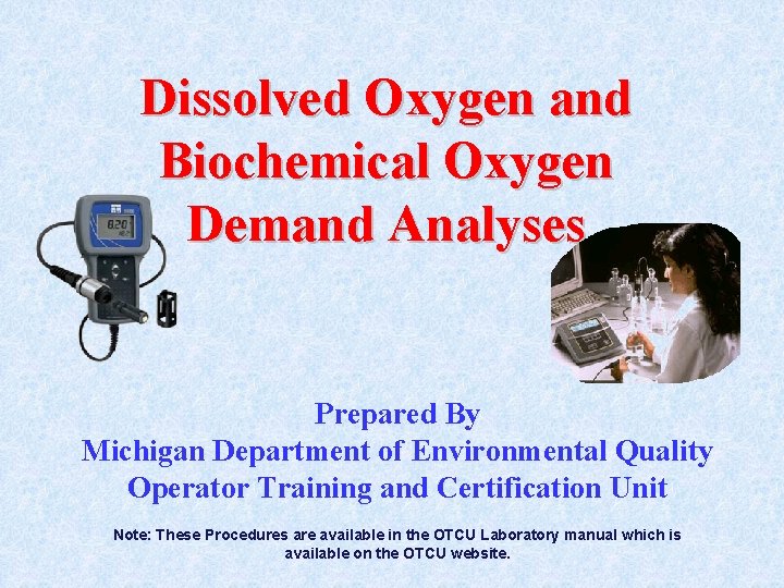 Dissolved Oxygen and Biochemical Oxygen Demand Analyses Prepared By Michigan Department of Environmental Quality