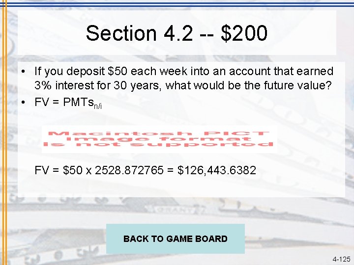 Section 4. 2 -- $200 • If you deposit $50 each week into an