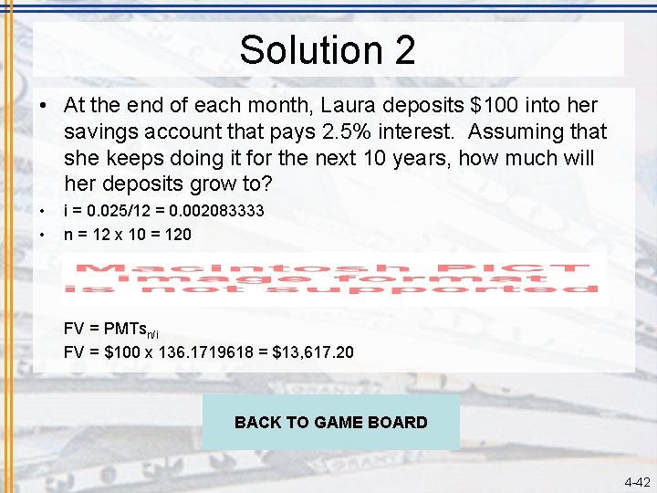 Solution 2 • At the end of each month, Laura deposits $100 into her