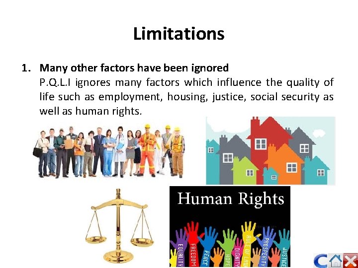 Limitations 1. Many other factors have been ignored P. Q. L. I ignores many