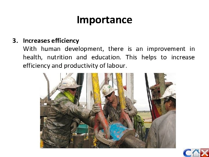 Importance 3. Increases efficiency With human development, there is an improvement in health, nutrition