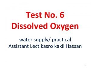 Test No 6 Dissolved Oxygen water supply practical