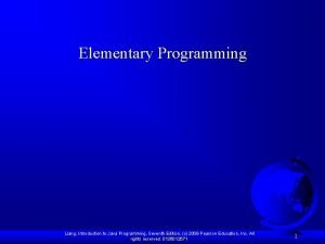 Elementary Programming Liang Introduction to Java Programming Seventh