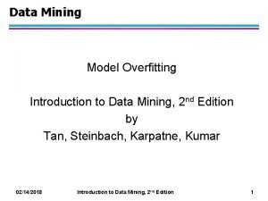 Data Mining Model Overfitting Introduction to Data Mining