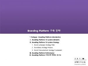 Branding Platform Prologue Branding Platform Introduction Branding Platform