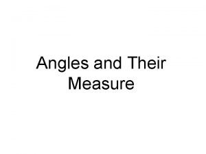 Angles and Their Measure Angles An angle is