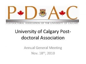 University of Calgary Postdoctoral Association Annual General Meeting