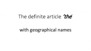 The with geographical names