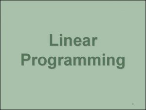 Objectives of linear programming