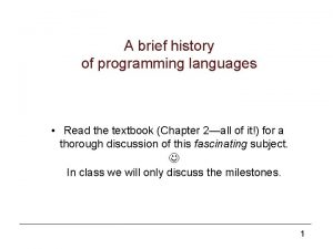 Brief history of programming languages