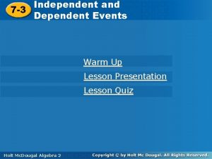 Independent vs dependant events