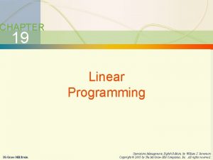 Operations management linear programming