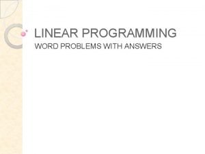 Linear programming word problems