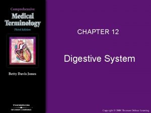 CHAPTER 12 Digestive System Digestive System Overview Digestive