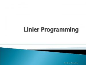 Pengertian linear programming