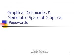 Graphical Dictionaries Memorable Space of Graphical Passwords Graphical