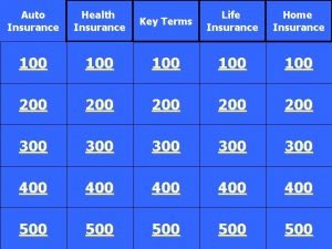 Auto Insurance Health Insurance Key Terms Life Insurance